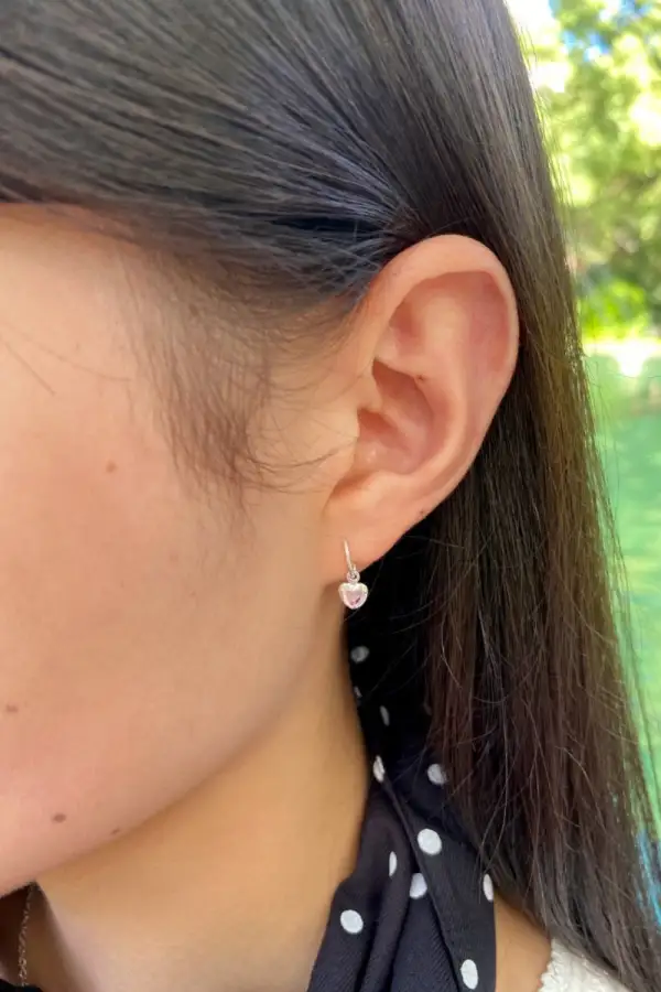Small Heart Charm Stud Earrings