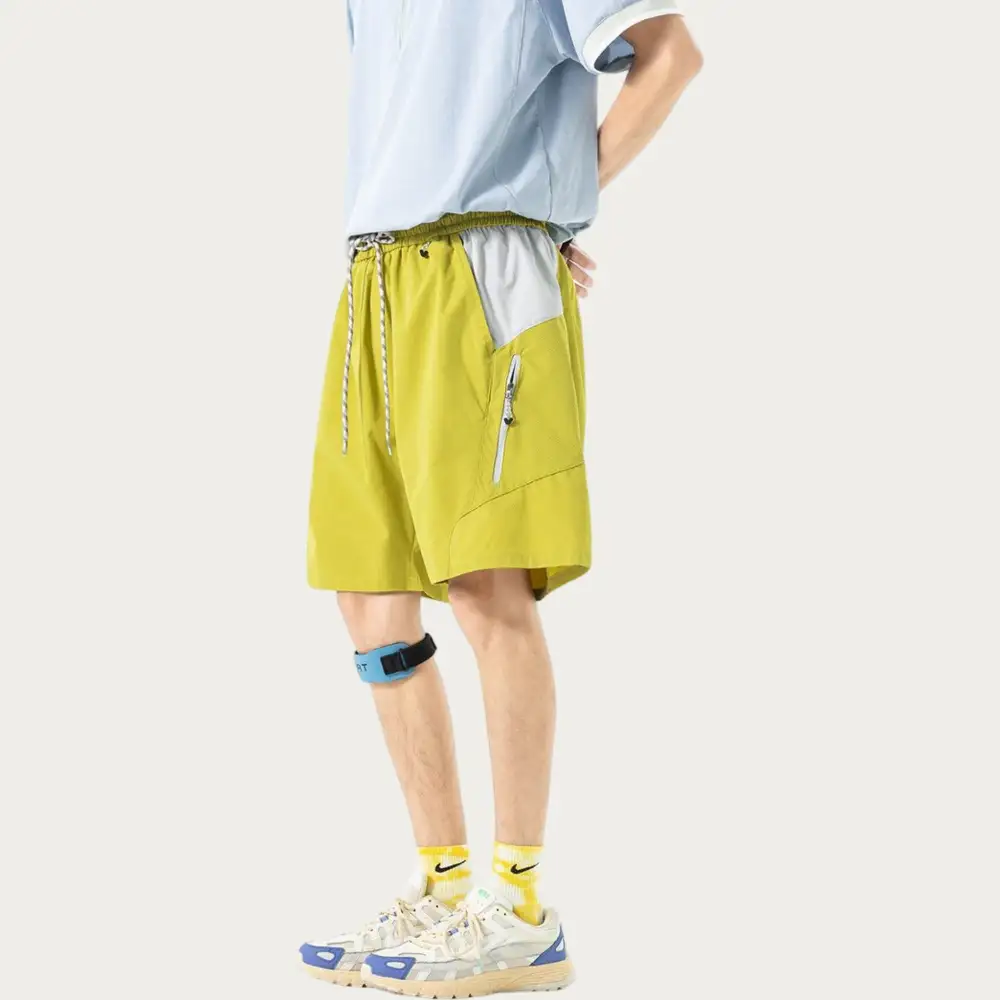 Drawstring Pocketed Lightweight Colorblock Men's Athletic Shorts