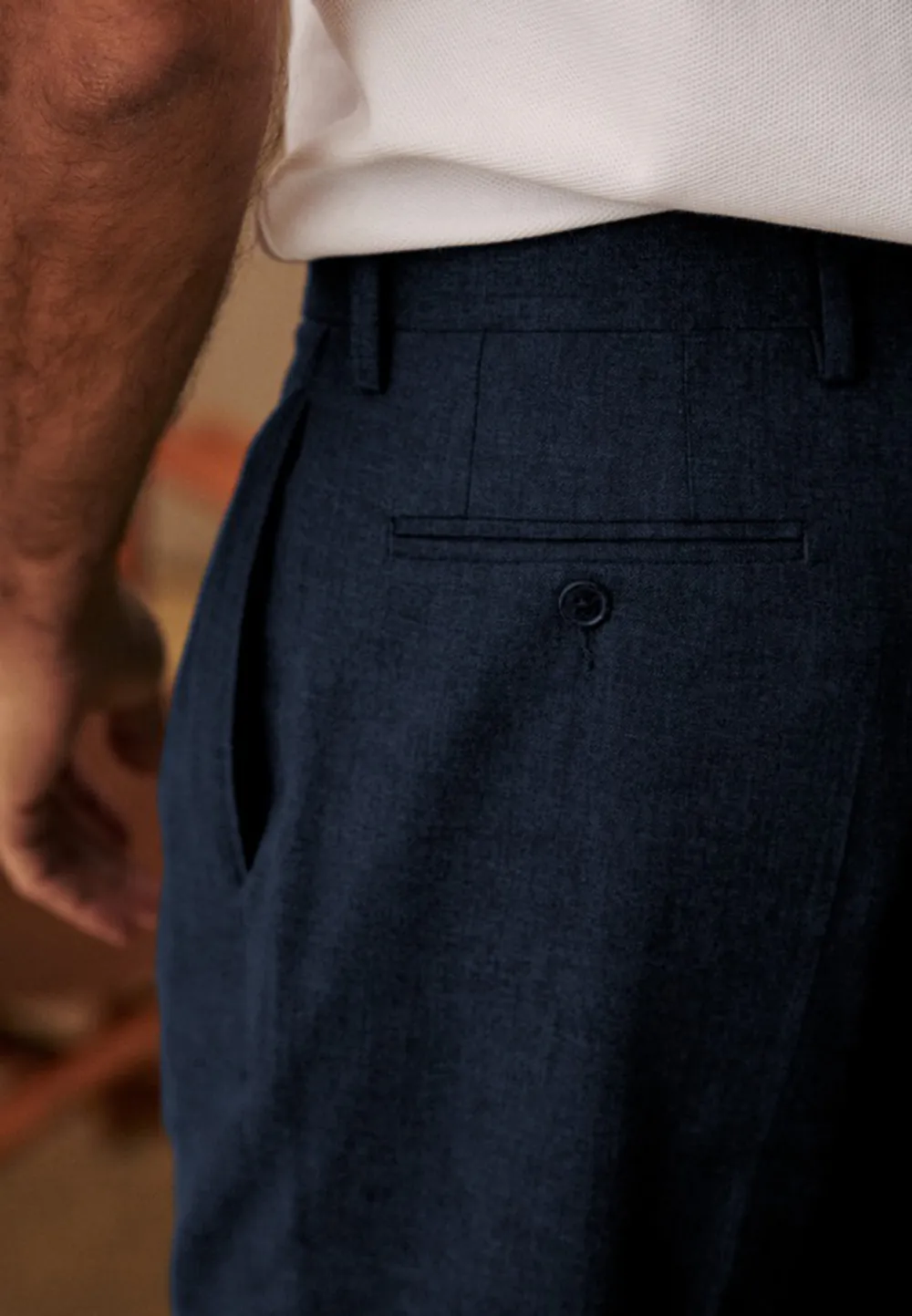 Mid-Waist Trousers-Navy
