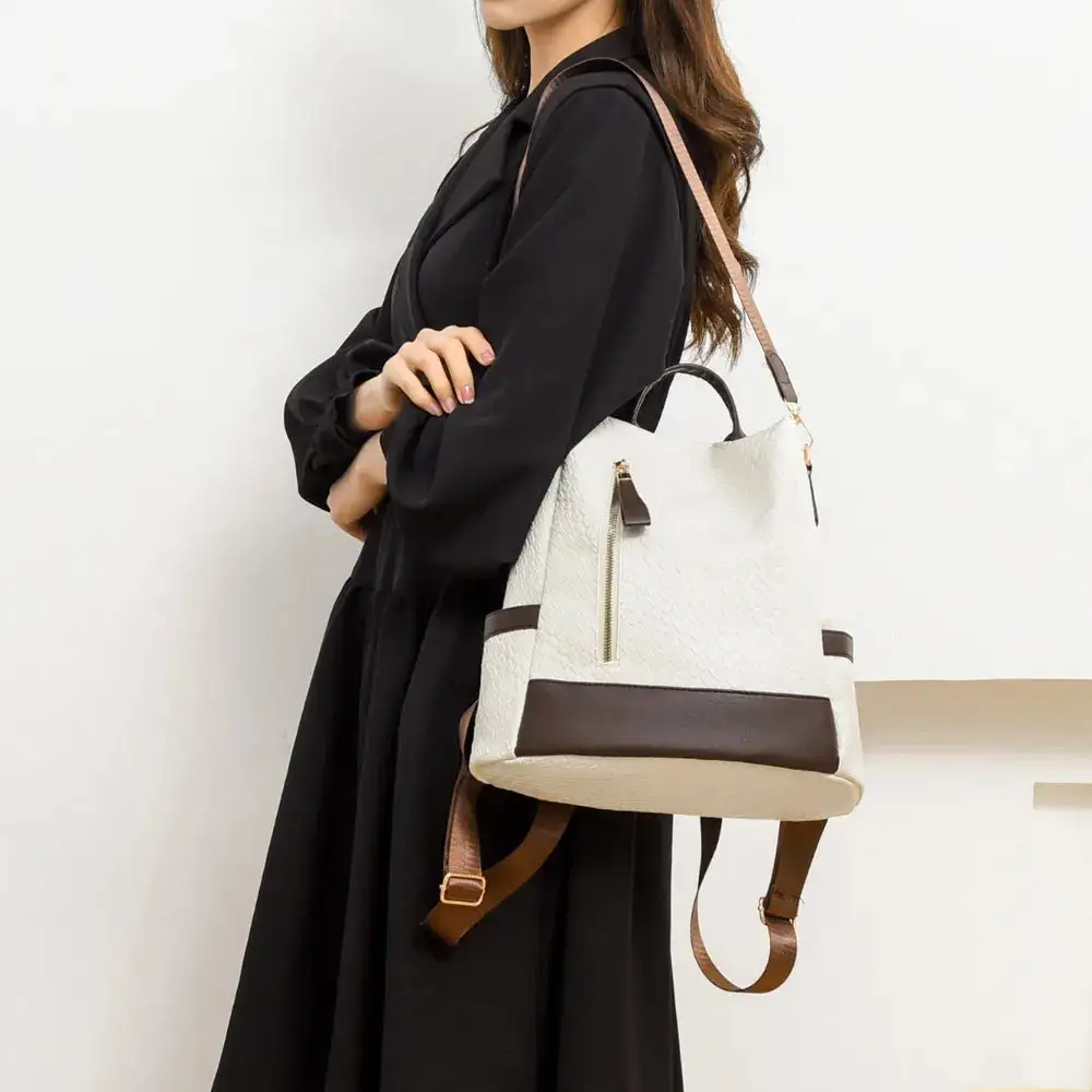 Faux Leather Backpack Camping Bag