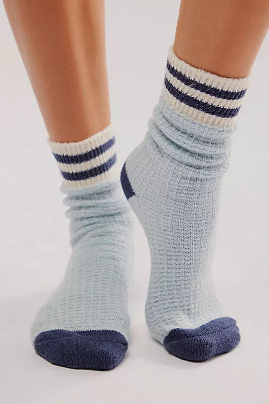 Cozy Stripe Socks Blue