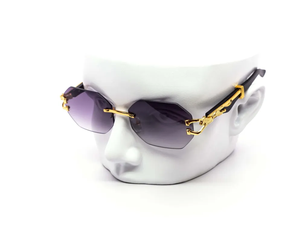12-Pack Rimless Cat-Eye Gradient Metal Sunglasses