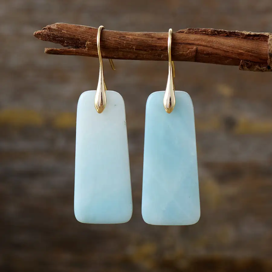 Classic Natural Stone Geometric Shape Earrings