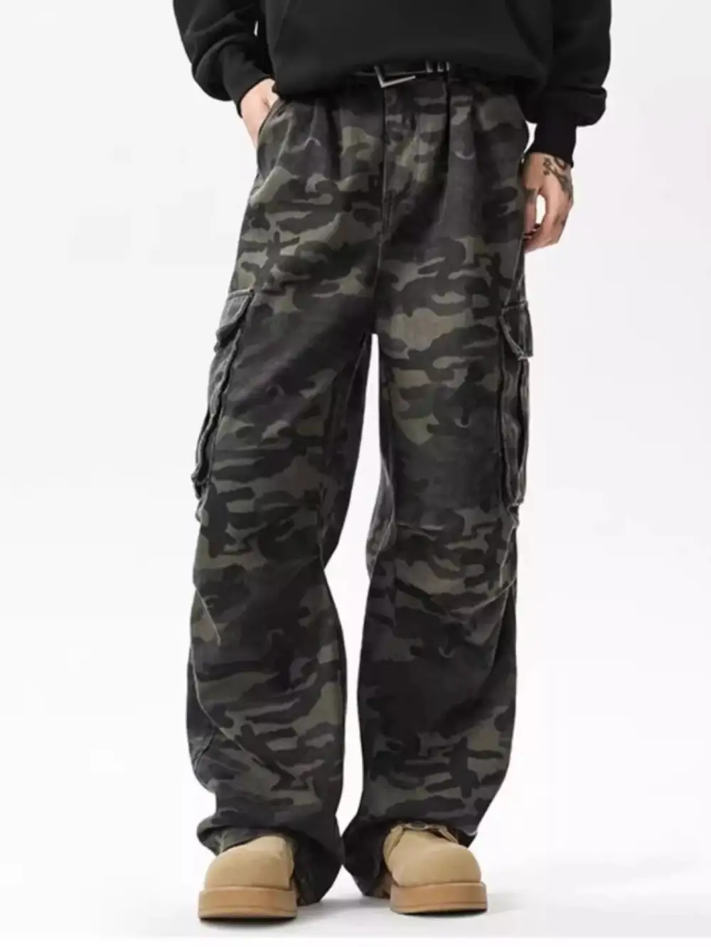 Refined Men's Full Size Loose Fit Camouflage Cargo Pants