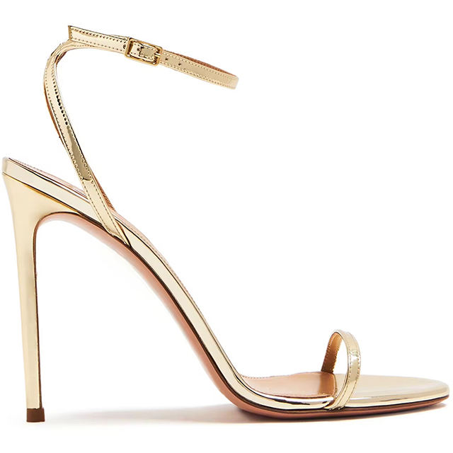 Livia Gold Patent Ankle Strap Heels