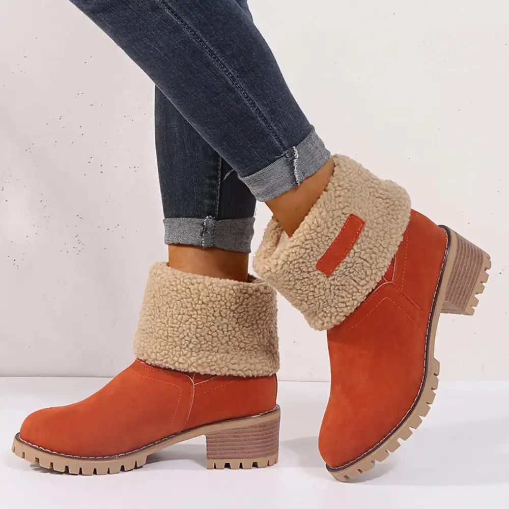 Round Toe Block Heels Boots