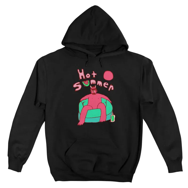 Men's Playful Cartoon Summer-Themed Print Hoodie
