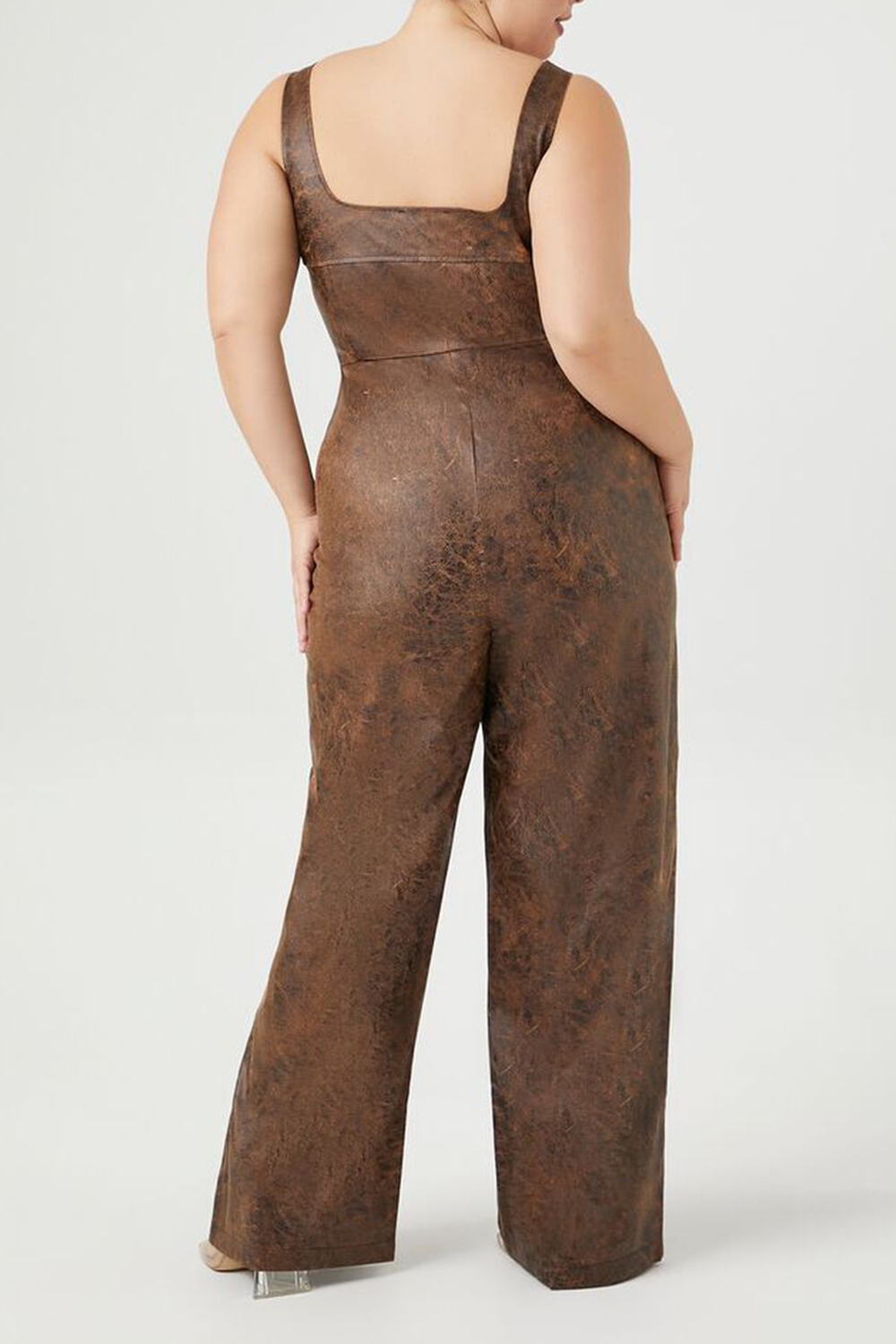 Plus Size Faux Leather Jumpsuit
