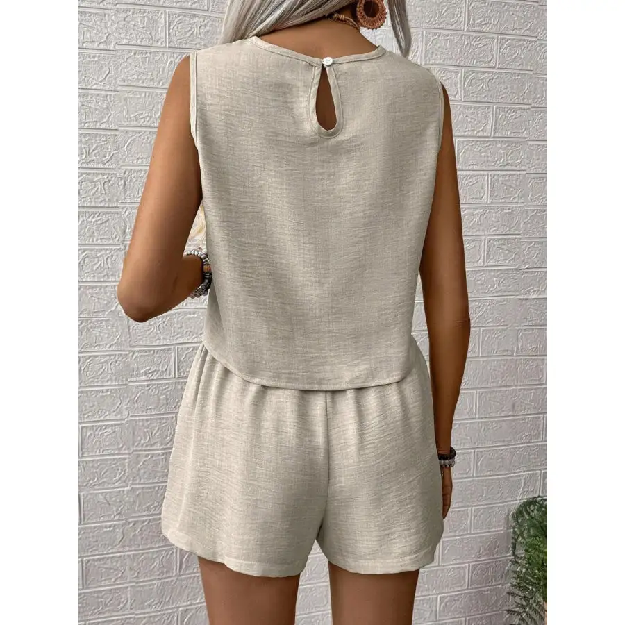 Round Neck Sleeveless Top and Shorts Set
