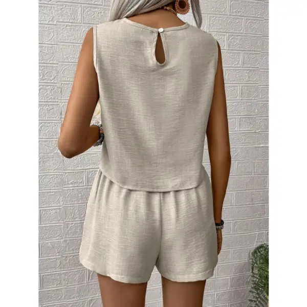 Round Neck Sleeveless Top and Shorts Set