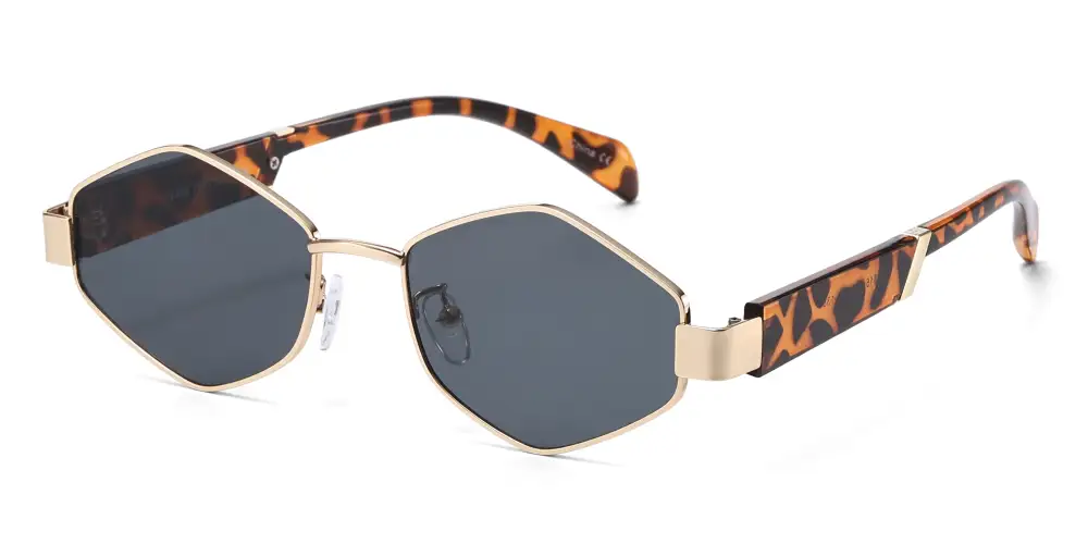 Hexagon Retro Metal Sunglasses