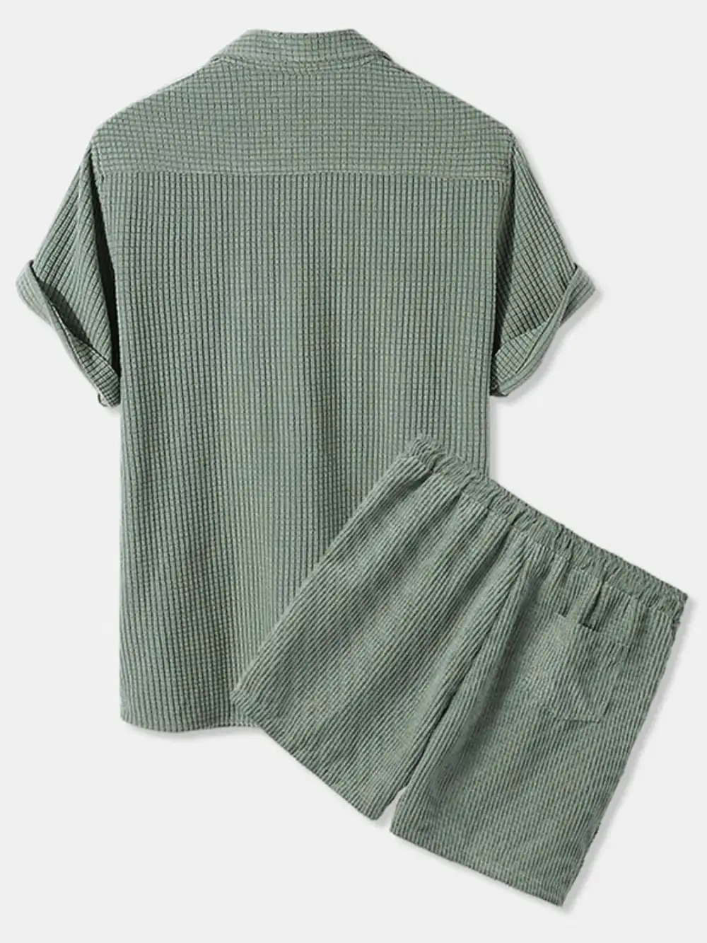 Button-Detail Short-Sleeve Top and Shorts Set