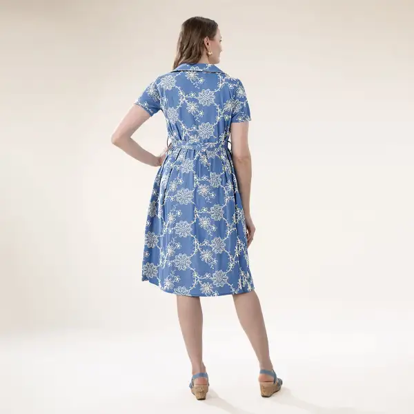 Embroidered Marine Dress