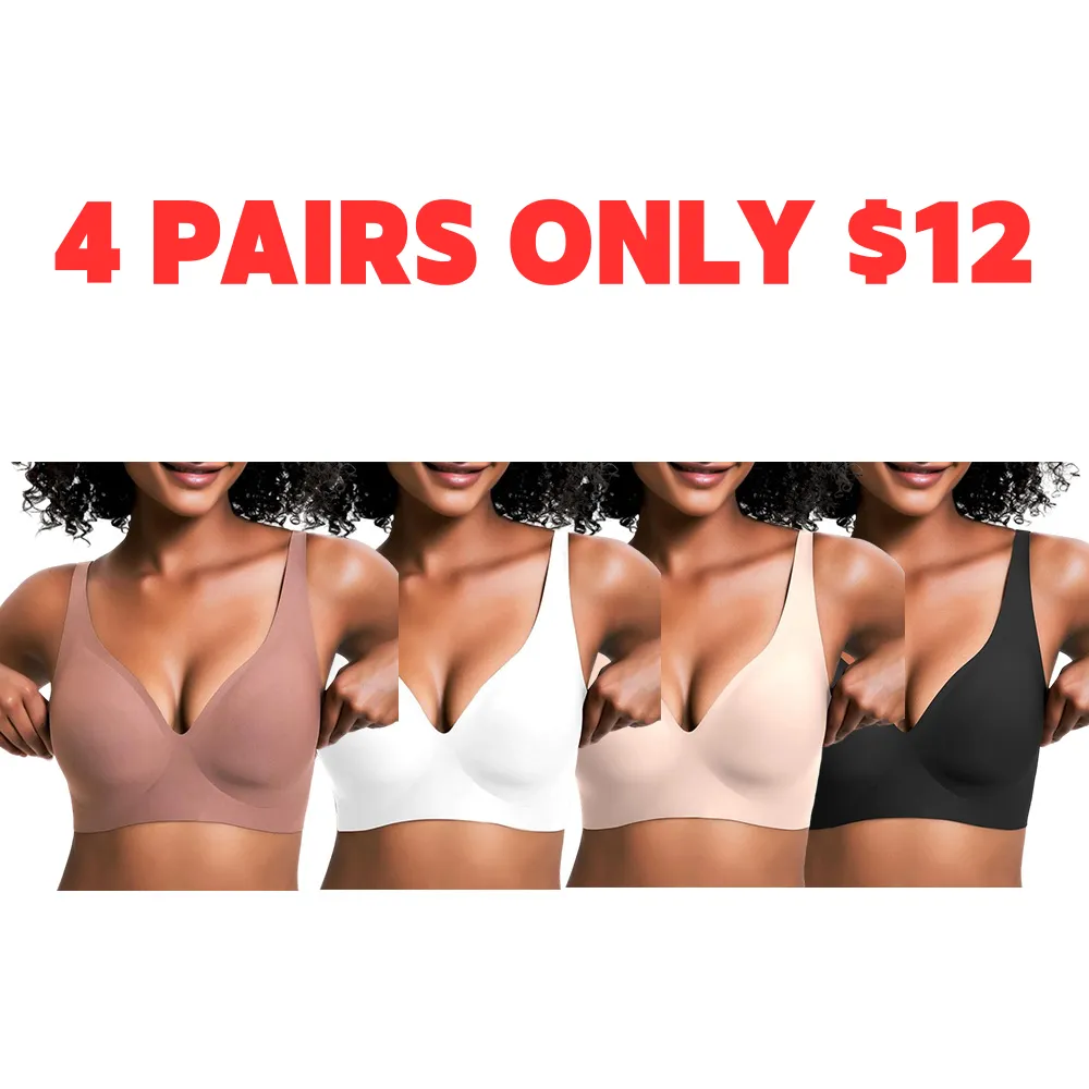 Women's Jelly Wireless Womens Comfortable Wireless Bras Push Up Bralettes Seamless Tshirts Bras Deep V Everyday Bras