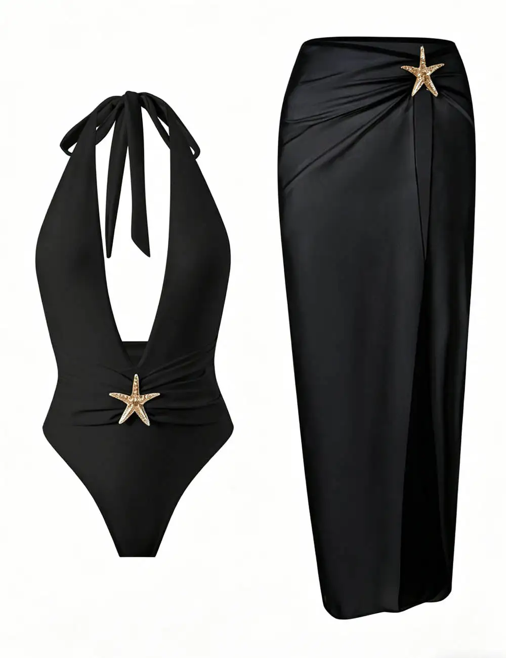 Starfish Detail Deep V Neck One Piece with Salong