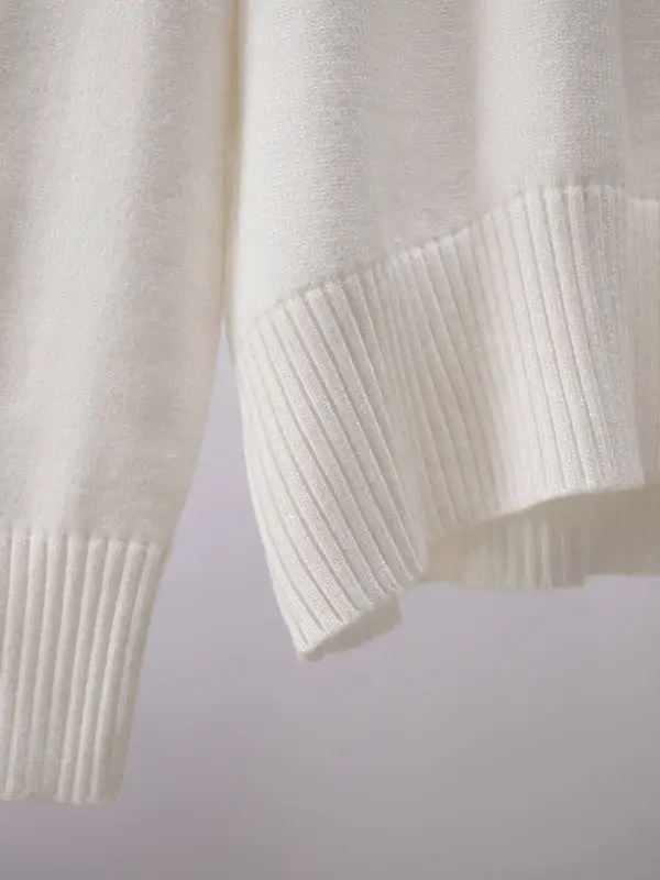 High Low Paneled High Neck Long Sleeve Sweater