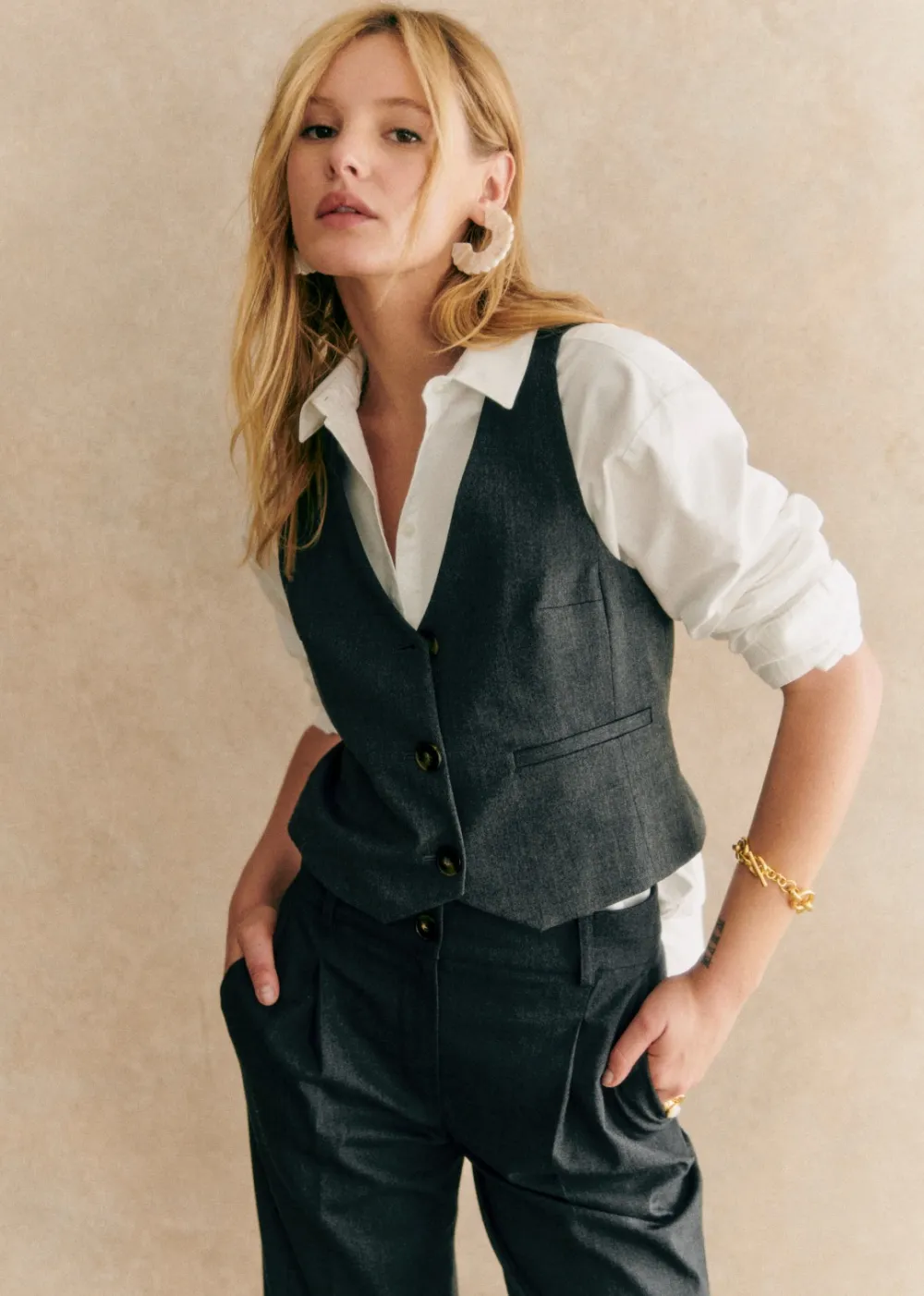 V-Neck Vest Jacket