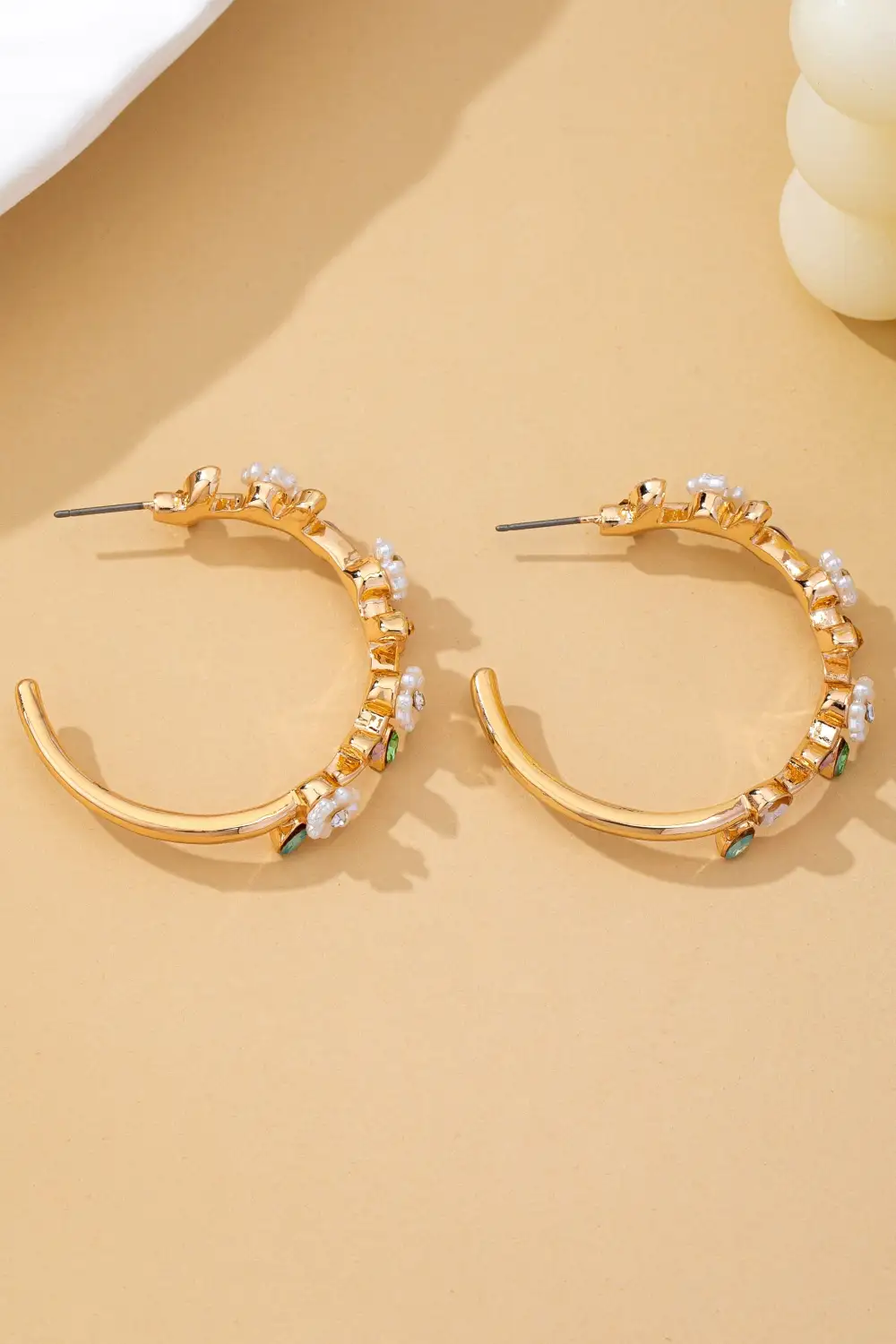 Botanical namel Flowers Crystal Hoop