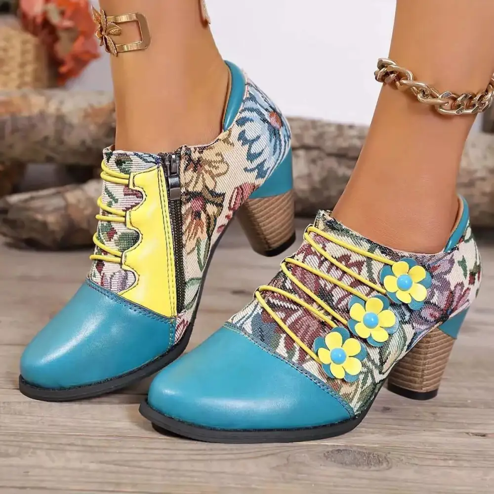 Lace Up Block Heel Ankle Boots