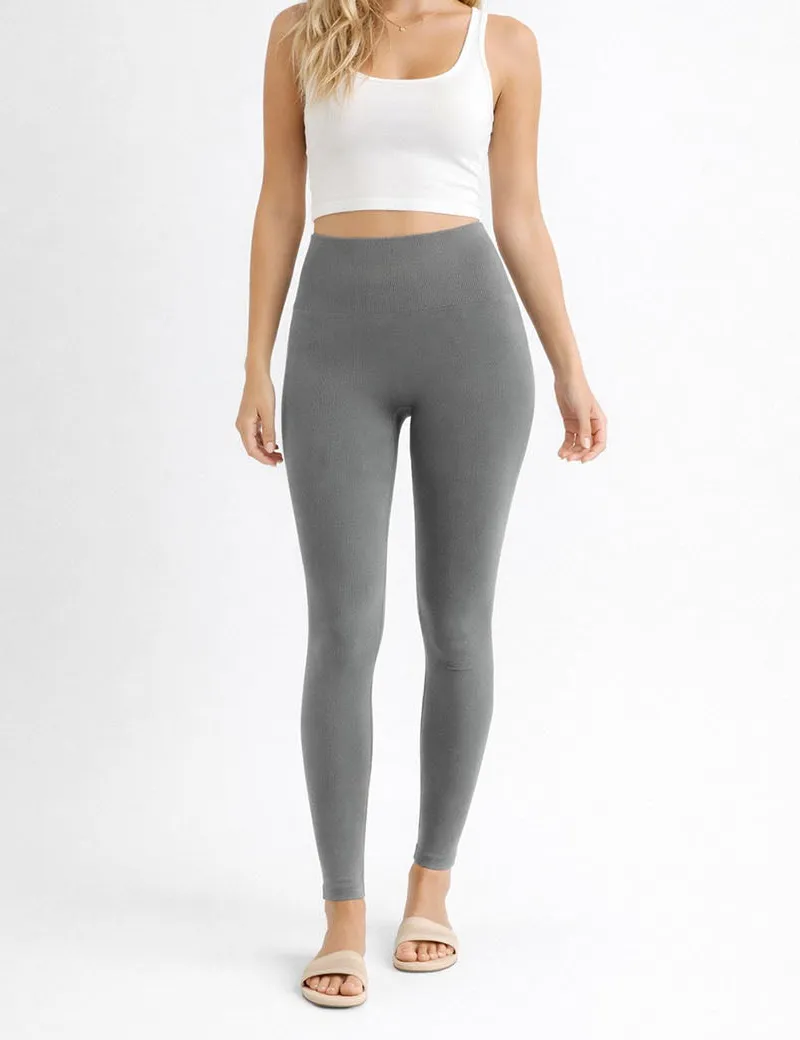 Seamless Elastic Waist Solid Color Yoga Pants