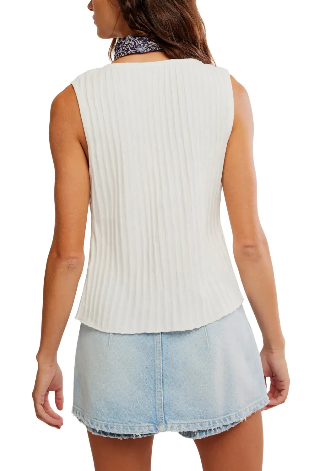 Ribbed Button Front Fitted Knit Vest