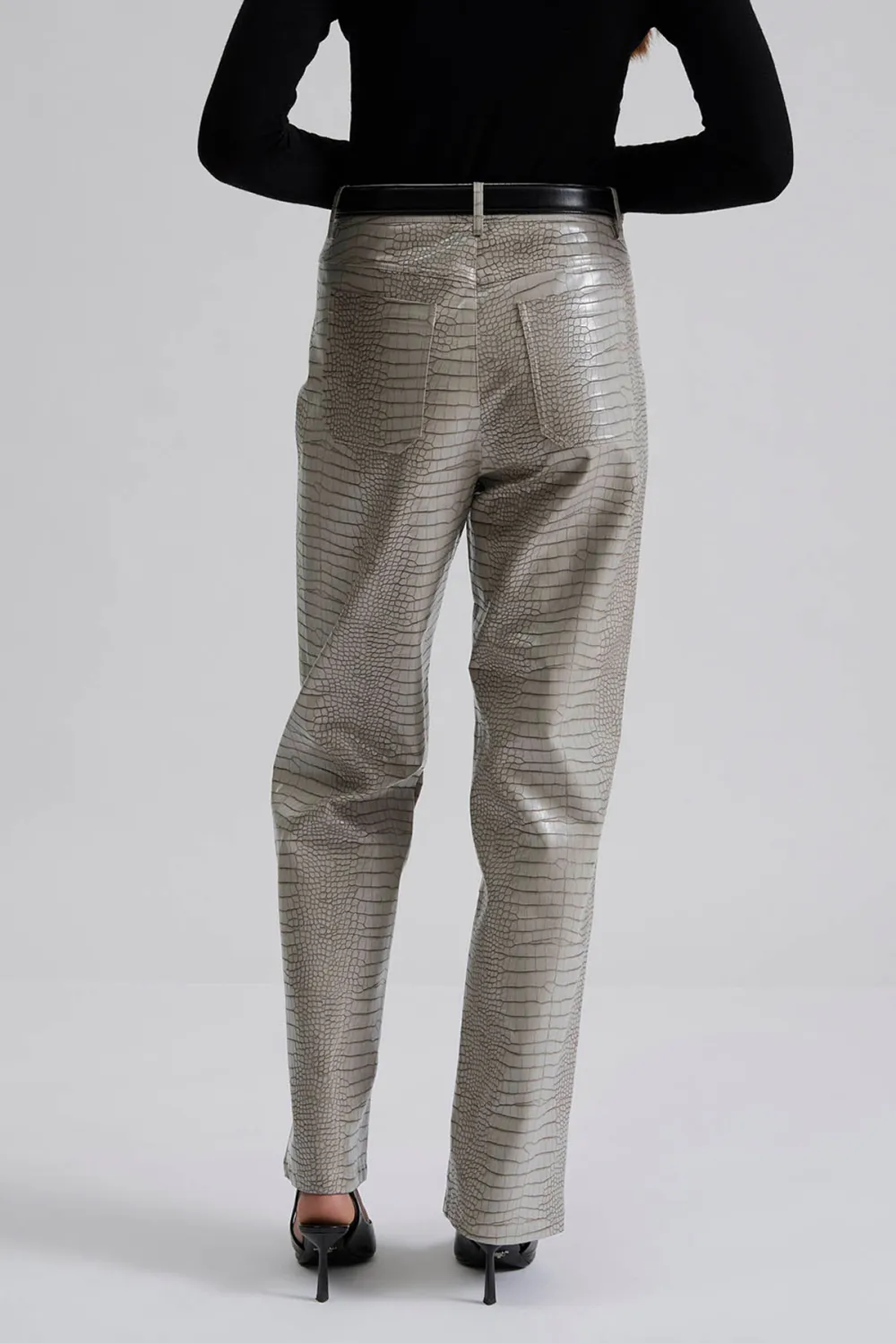 Straight Leg Faux Leather Trousers