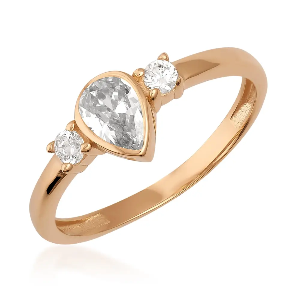 Cubic Zirconia Pear Cut Vintage Ring