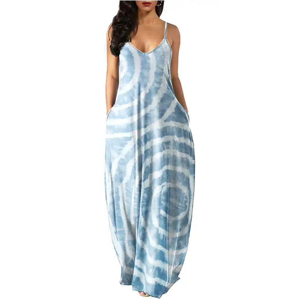 2023Women's Long Sleeveless V Neck Dress