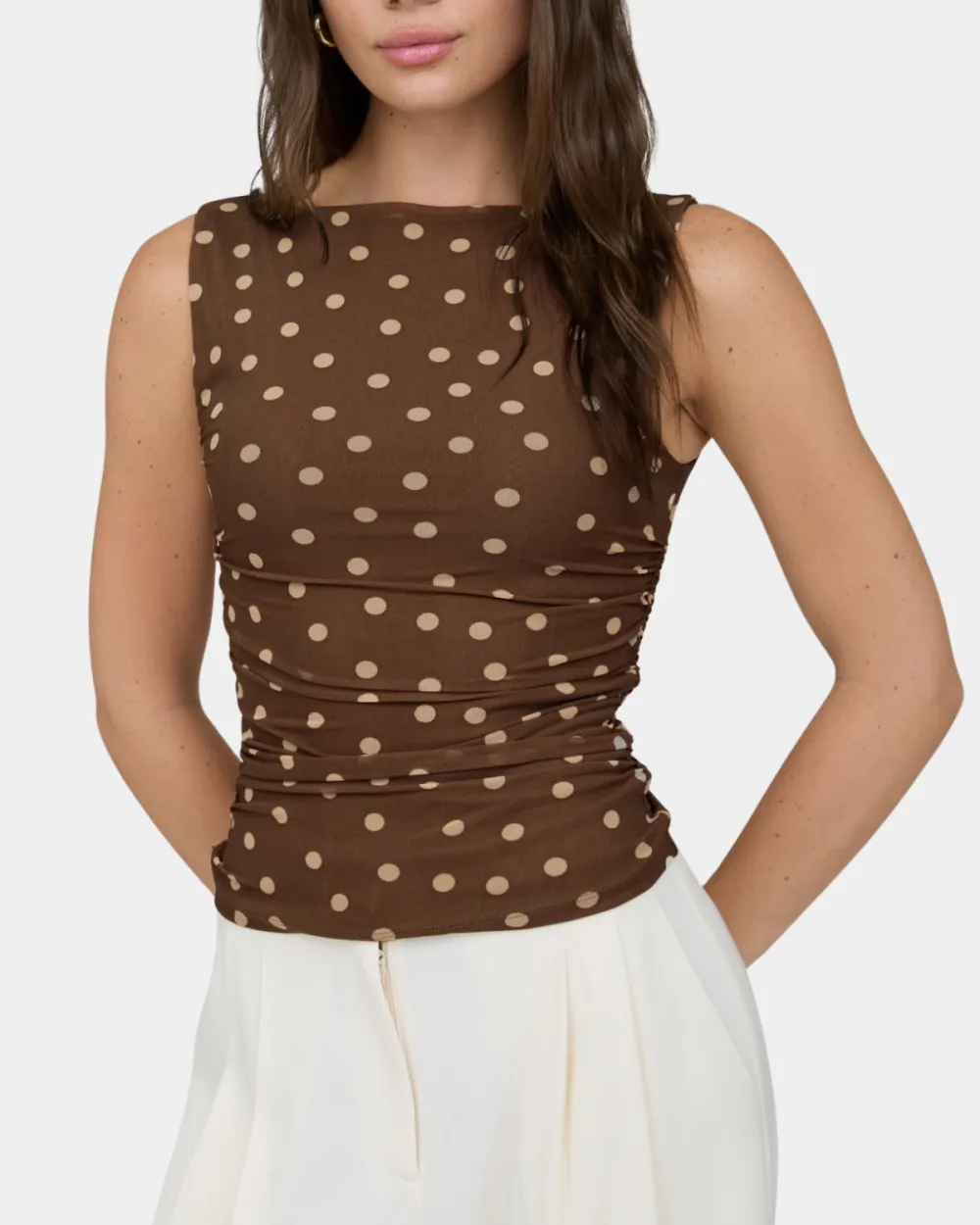 Polka Dot Ruched Top