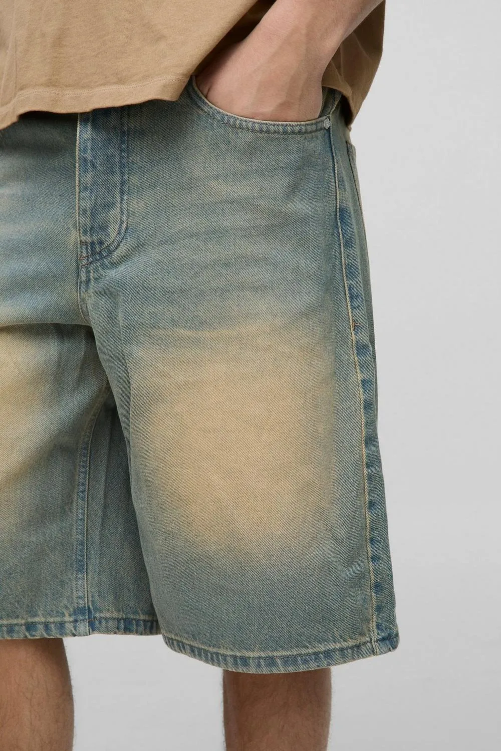 Regular Fit Antique Blue Medium Stretch Washed Denim Jorts