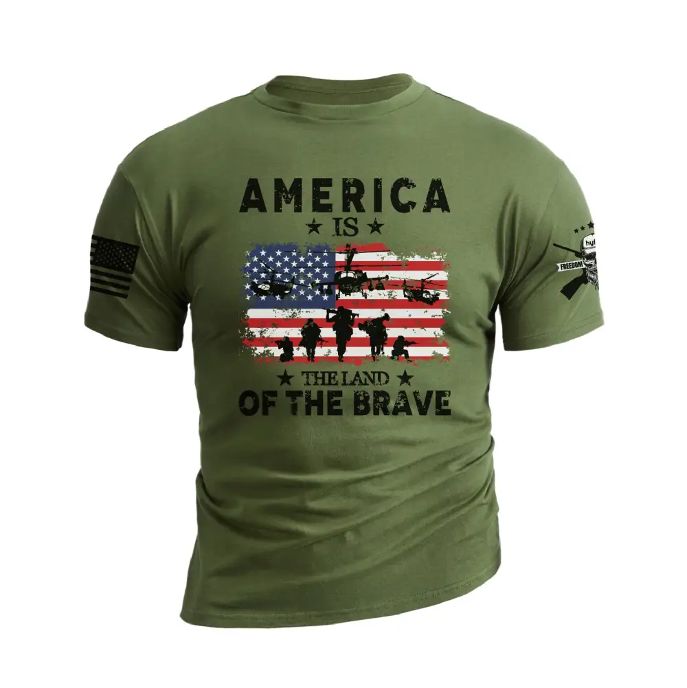 AMERICA IS THE LAND OF THE BRAVE GRAPHIC TEE