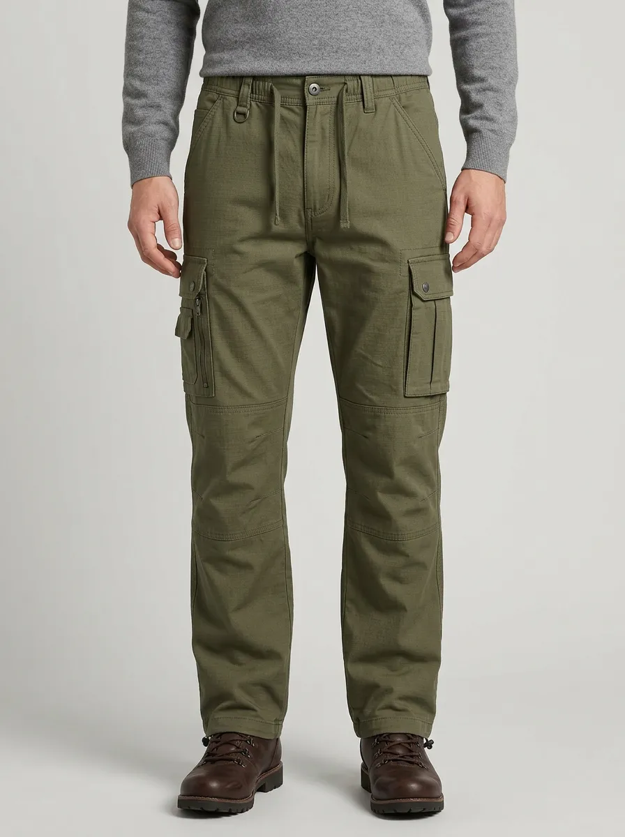 Men's Outdoor Tactical Olive Green Multi-Pocket Cargo Pants