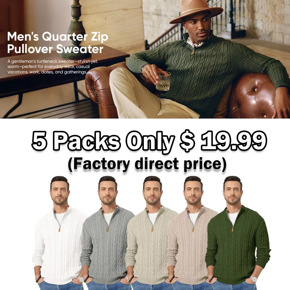🔥 Men’s Quarter Zip Cable Knit Sweater – Timeless Texture. Effortless Warmth. Everyday Style | Winter Sale – Up to 40% OFF!
