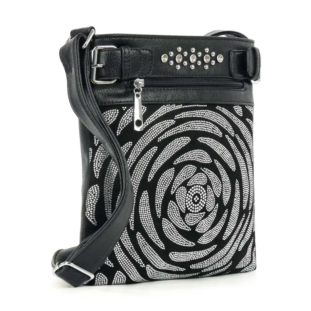 Crafted Detail Pocketed Faux Leather Crossbody Sling Bag