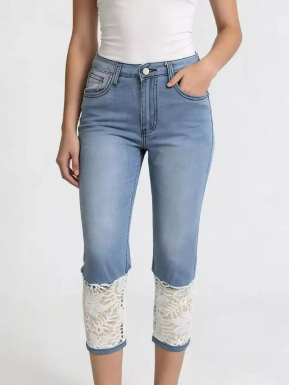 Contoured Pocketed Denim Jeans
