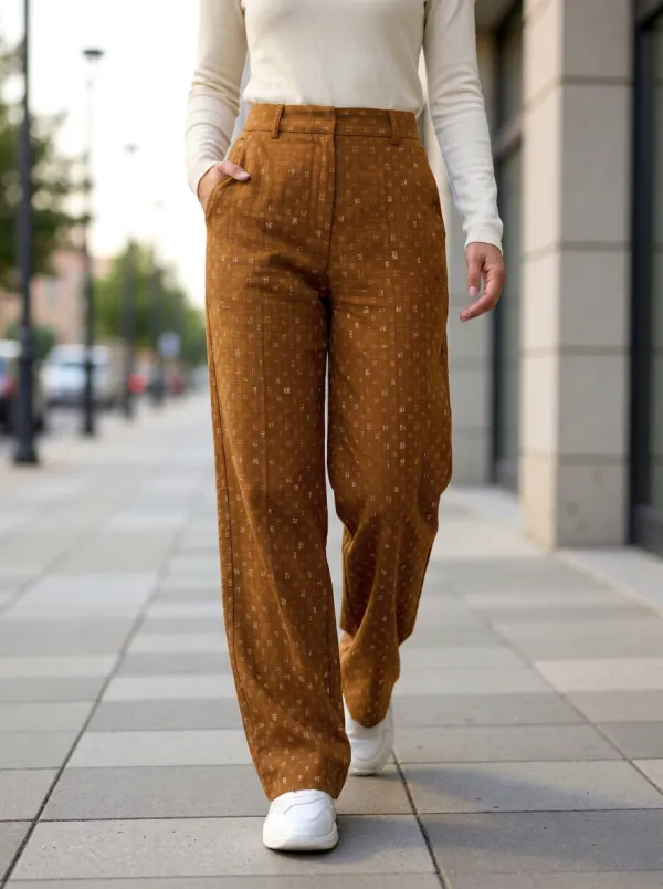 Women's Casual Geometric Pattern Print Wide-Leg Trousers