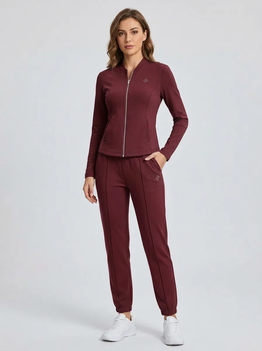 Women's Dusty Blue Zip-Up Jacket & Jogger Set