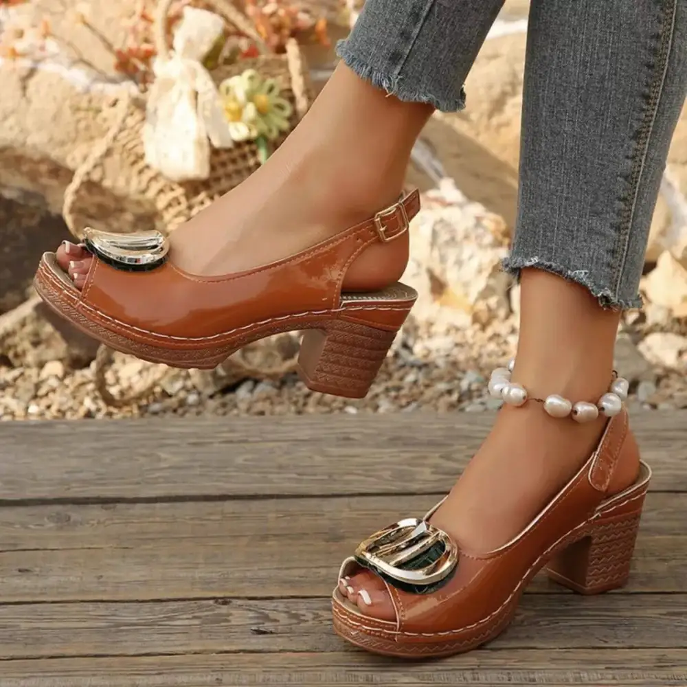 Modern Peep Toe Block Heel Sandals