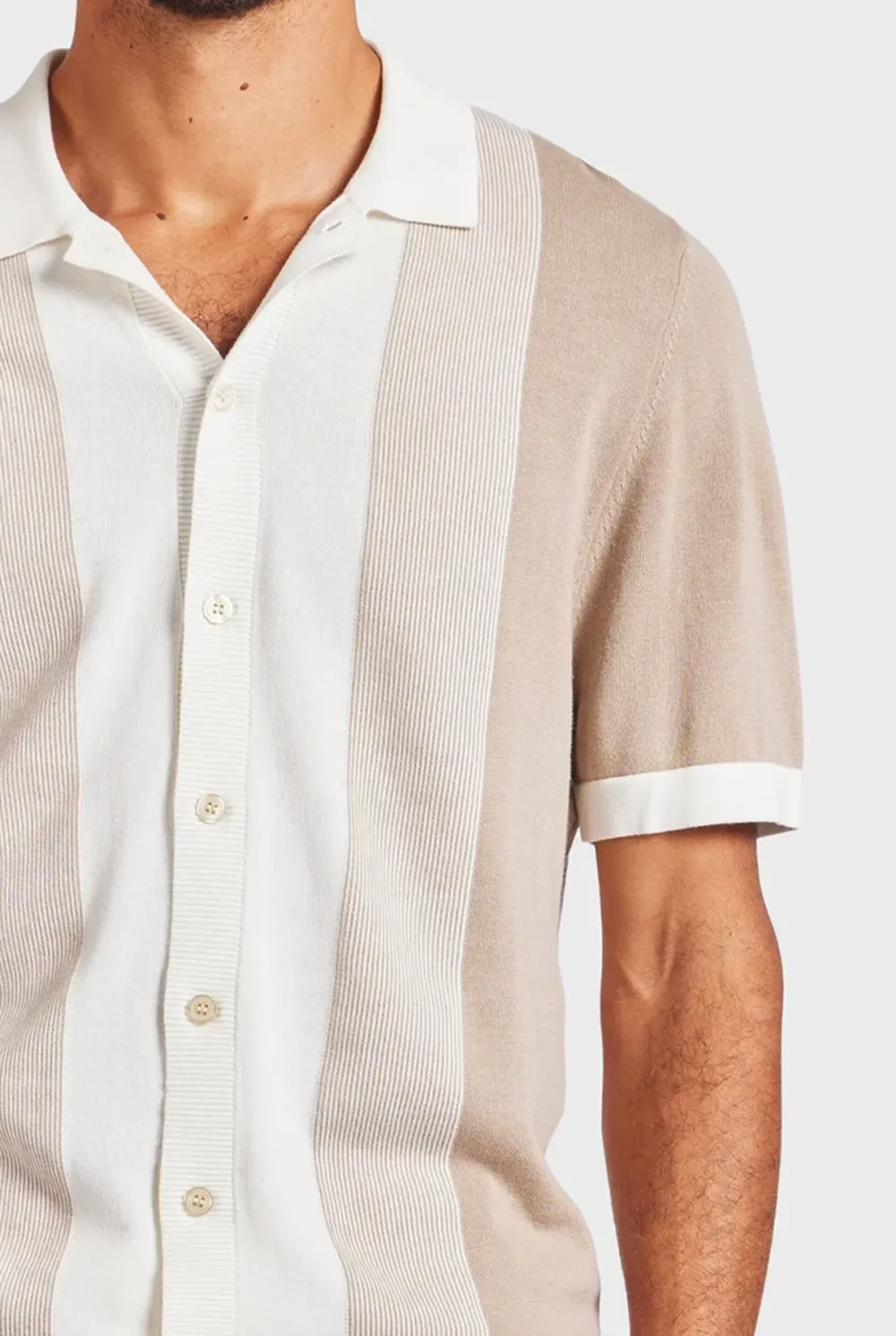 Jackson Stripe Knit SS Shirt-Oatmeal
