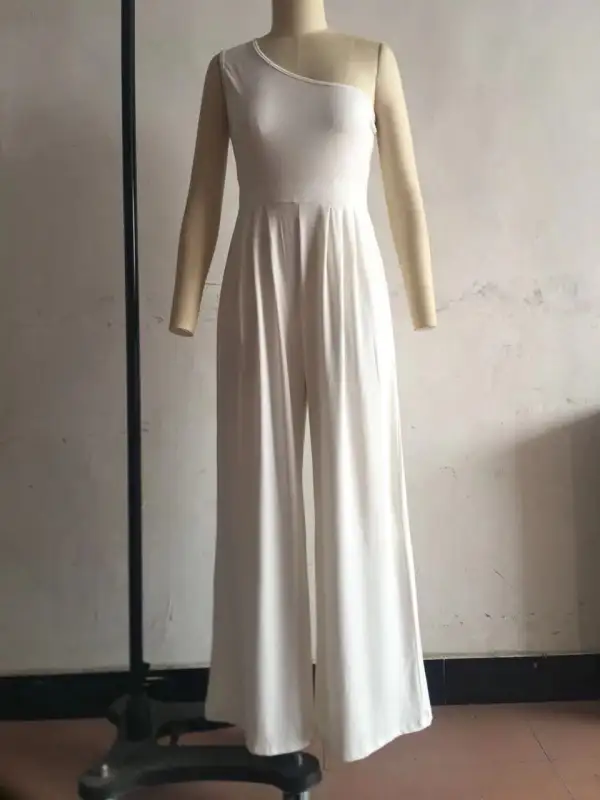 Sophisticated Office One-Shoulder Sleeveless Jumpsuit