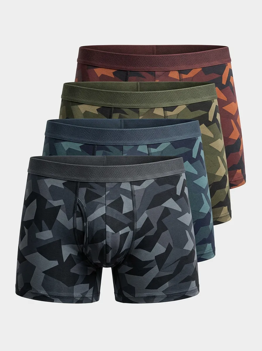 Everyday Geometric Comfort Men' Four Pack Boxer Briefs