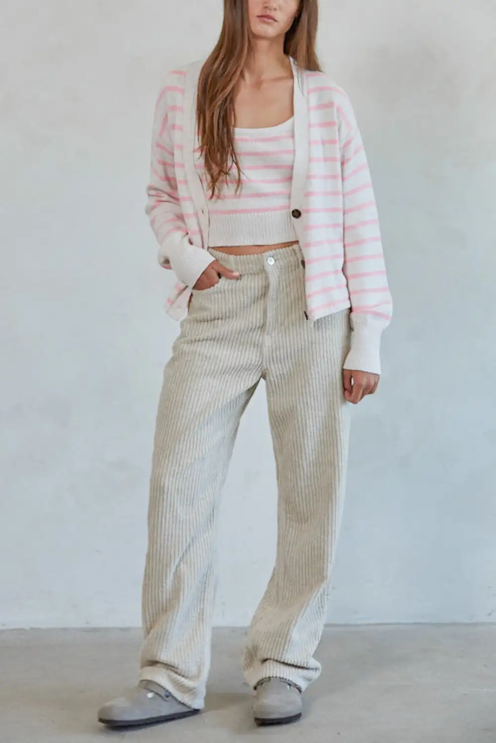 Comfort Fit Knit Striped Cardigan