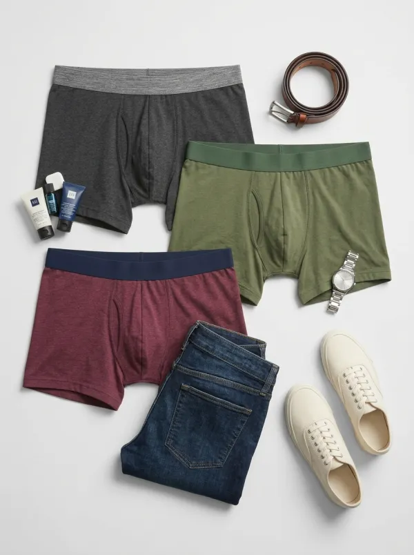 Multi-color Solid Basic Cotton Boxer Briefs