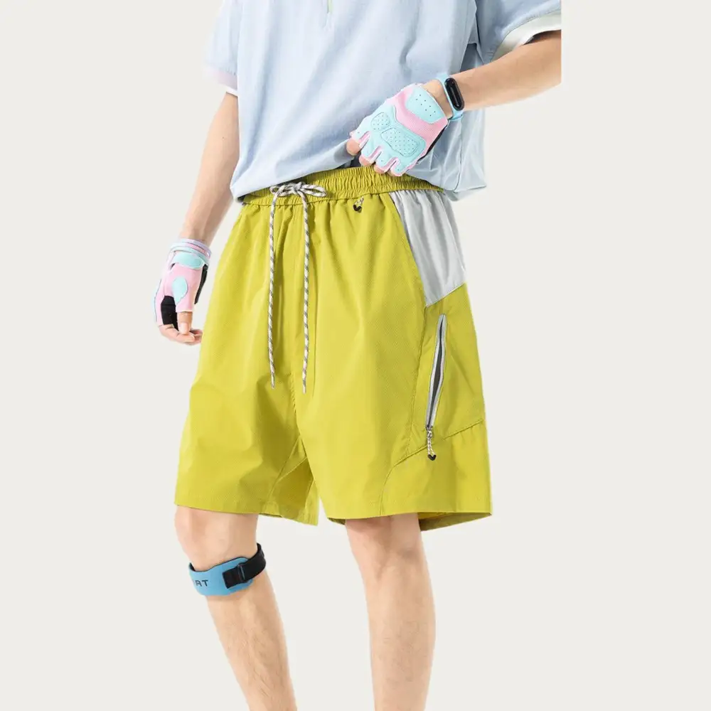 Drawstring Pocketed Lightweight Colorblock Men's Athletic Shorts