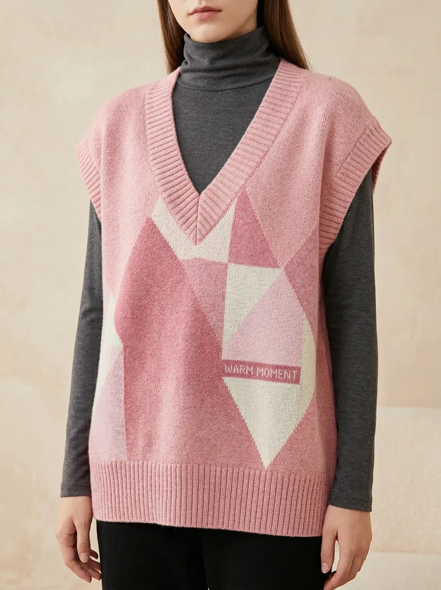 Geometric Warm Moment Sweater Vest