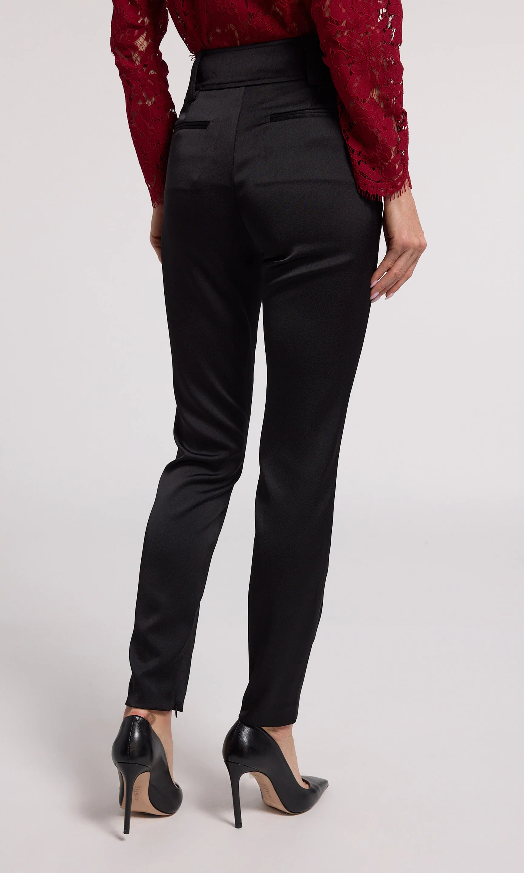 Black Satin Skinny Trousers
