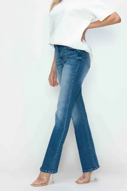 Distressed High Rise Jeans With Pockets
