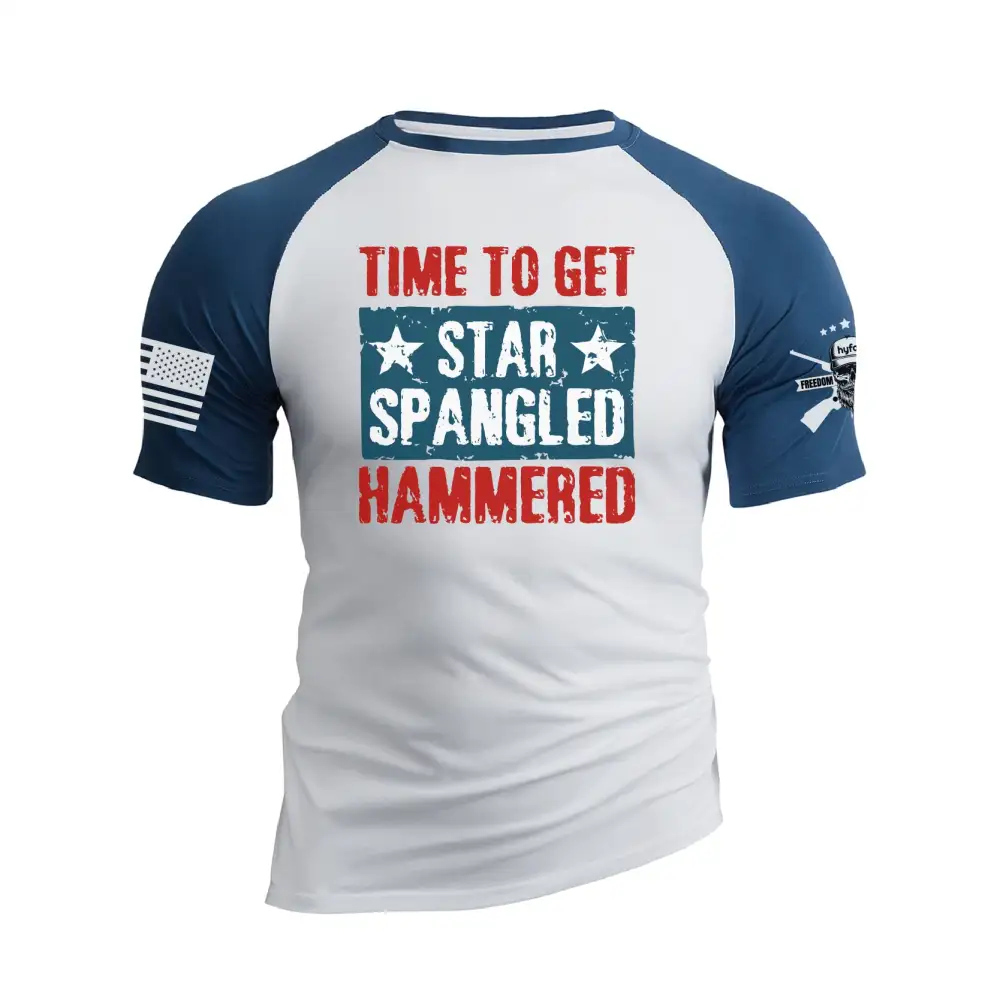 TIME TO GET STAR SPANGLED HAMMERED RAGLAN GRAPHIC TEE