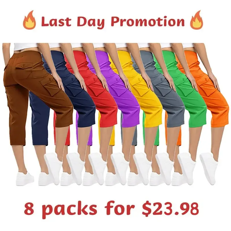 Last Day Promotion⏰Women’s Cargo Capri Lightweight Quick Dry Hiking Shorts with 6 Pockets