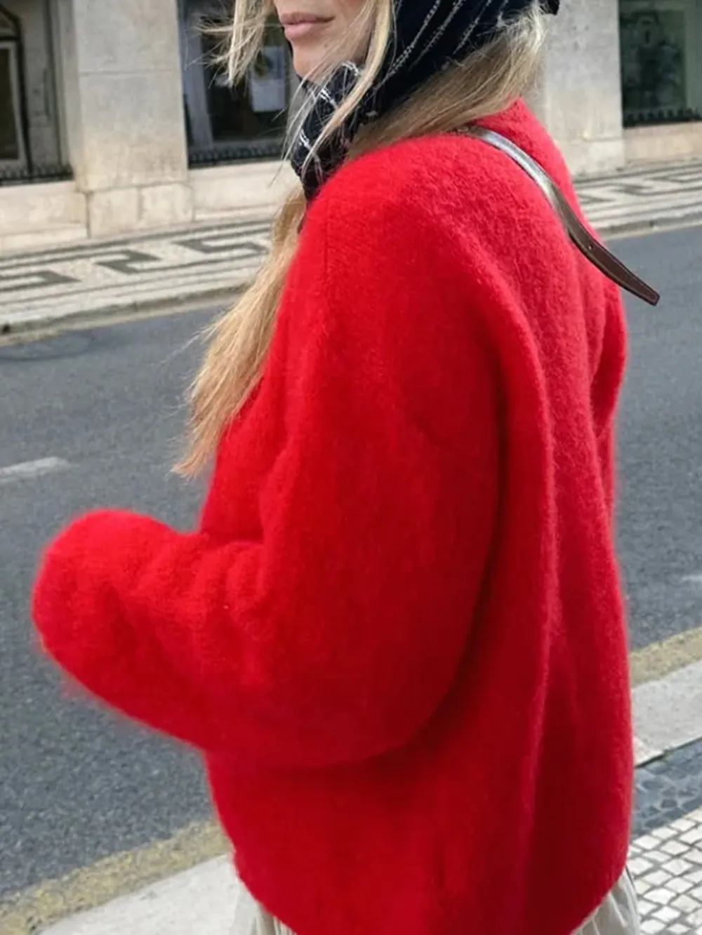 Casual Style Cardigan Red